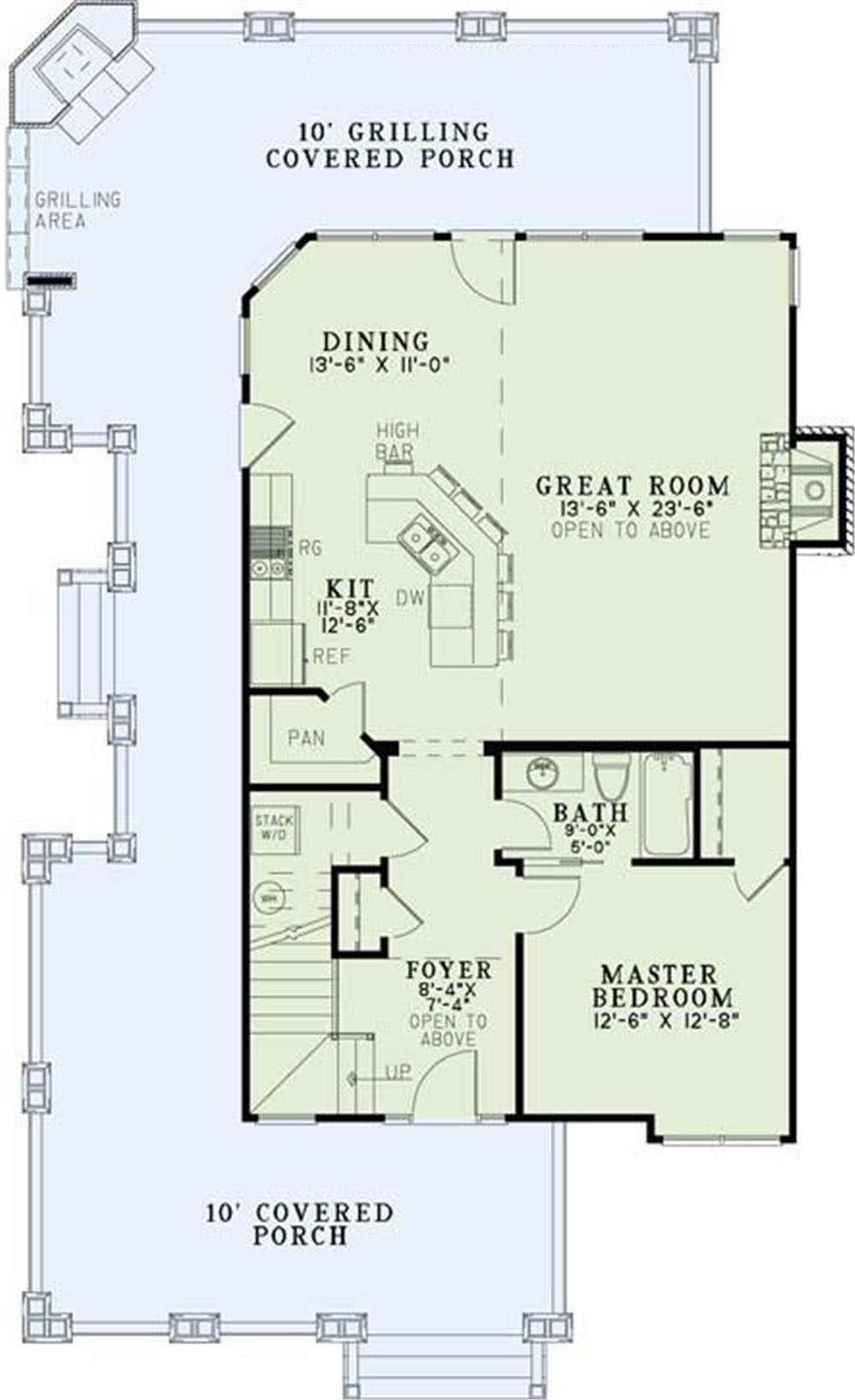 Floor Plan First Story of Craftsman Plan #153-1050